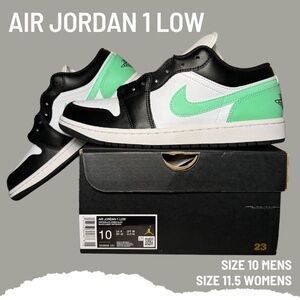 Nike Air Jordan 1 Low Shoes White Black Green Glow 553558-131 Size 10 NEW